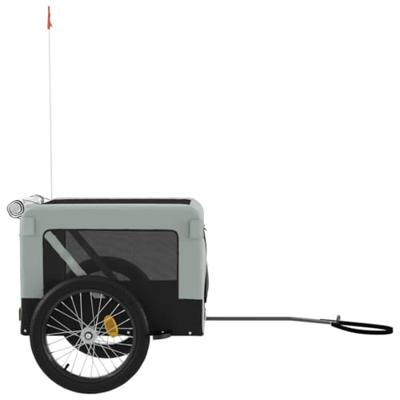 VidaXL Hondenfietstrailer oxfordstof en ijzer grijs en zwart - thumbnail