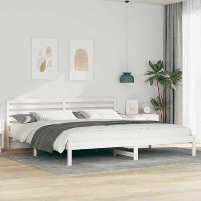 Bedframe met hoofdeinde Wit 200 x 210 cm Massief grenenhout