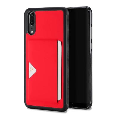 Huawei P20 | TPU Hoesje | Rood met Pashouder Huawei P20 | TPU Hoesje | Rood met Pashouder