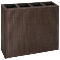 Plantenbak verhoogd met 4 potten poly rattan bruin - thumbnail
