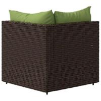 Tuinhoekbank poly rattan met kussens bruin - thumbnail