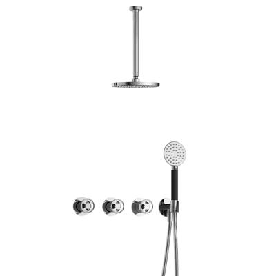 Hotbath Cobber - CW7067 - Inbouw Regendoucheset - Chroom - 2 Stopkranen - Thermostatisch - Plafondbuis 30 cm - Hoofddouche 200 mm - Ronde Handdouche 3 Standen - Waterbesparend