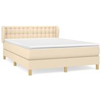 Boxspring met matras stof crèmekleurig 140x190 cm - thumbnail