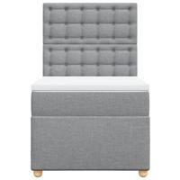 Boxspring met matras stof lichtgrijs 90x200 cm - thumbnail