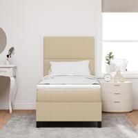 Boxspringbed Lichtgrijs en wit. 100 x 200 cm Katoen Stof - thumbnail