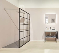 Kermi Dark Edition inloopdouche 140x200cm Zwart - thumbnail