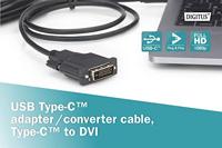 USB Type-C adapterkabel, Type-C naar DVI st/2.0m, 1080P@60Hz CE, sw, goud - thumbnail