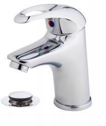 Wiesbaden Athos wastafelkraan met clickwaste chroom