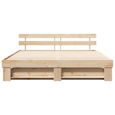 Bedframe met hoofdeinde Bruin 200 x 200 cm Massief grenenhout