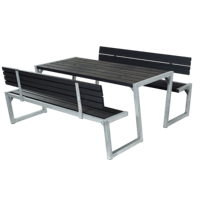 Picknicktafel Zigma Zwart 2 Rugleuningen - thumbnail