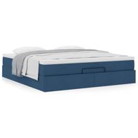 Ottoman bed met matras 160x200cm stof blauw - thumbnail