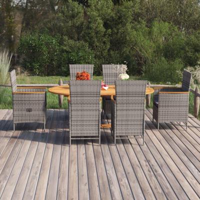 7-delige Tuinset poly rattan grijs