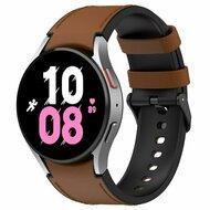 leer + siliconen bandje - Maat: small - Bruin - Samsung Galaxy watch 7 / Galaxy Watch FE - 40mm & 44mm