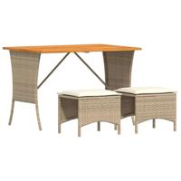 3-delige Tuinset met kussens poly rattan beige - thumbnail