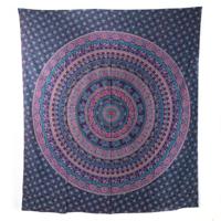 Authentiek Mandala Wandkleed Katoen Paars met Olifanten (240 x 210 cm) - thumbnail