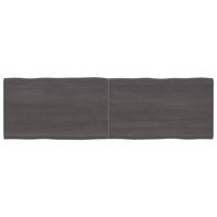 Tafelblad natuurlijke rand 200x60x(2-4)cm eikenhout donkerbruin - thumbnail