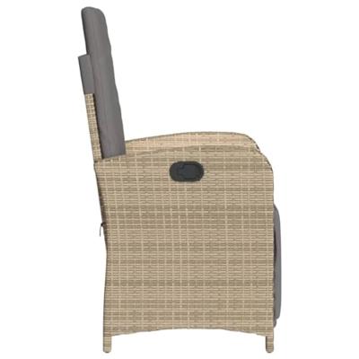 Tuinstoelen 2 st verstelbaar voetensteun poly rattan beige mix - thumbnail
