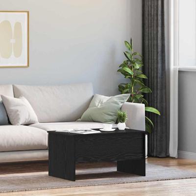 Salontafel Zwart eiken 80 x 50,5 x 42,5 cm Bewerkt hout Salontafel Zwart eiken 80 x 50,5 x 42,5 cm Bewerkt hout