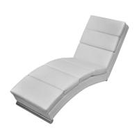 Chaise longue kunstleer wit - thumbnail