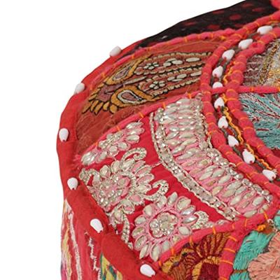 VidaXL Poef patchwork rond handgemaakt 40x20 cm katoen rood VidaXL Poef patchwork rond handgemaakt 40x20 cm katoen rood