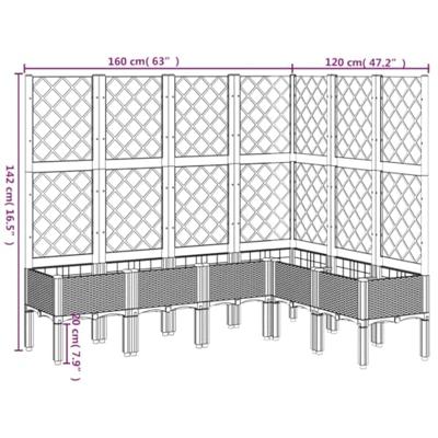 VidaXL Plantenbak met latwerk 160x120x142 cm polypropeen grijs VidaXL Plantenbak met latwerk 160x120x142 cm polypropeen grijs