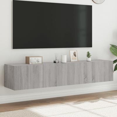 Tv-wandmeubels met LED 2 st 80x35x31 cm grijs sonoma Tv-wandmeubels met LED 2 st 80x35x31 cm grijs sonoma