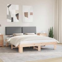 Bedframe met Gevoerd Hoofdgedeelte Lichtgrijs 200 x 200 cm - thumbnail