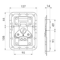 Adam Hall 172573 Groot inbouw vlinderslot met verzet en revet bescherming 14mm diep - thumbnail
