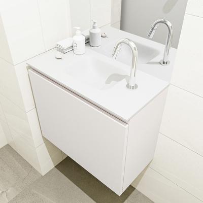 MONDIAZ OLAN 60cm toiletmeubel linen. LEX wastafel talc midden 1 kraangat