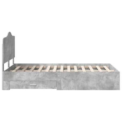 Bedframe met hoofdeinde Beton Grijs 135 x 190 cm Bewerkt hout