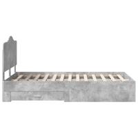 Bedframe met hoofdeinde Beton Grijs 135 x 190 cm Bewerkt hout - thumbnail