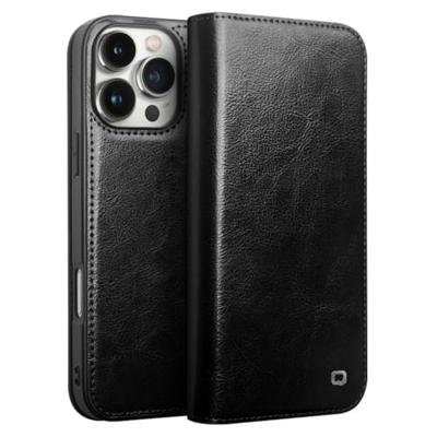 Qialino iPhone 16 Pro Max hoesje - Leren bookcase - Zwart Qialino iPhone 16 Pro Max hoesje - Leren bookcase - Zwart