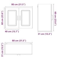 Keukenwandkast Kalmar bewerkt hout oud houtkleurig - thumbnail