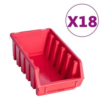 VidaXL 103-delige opslagbakkenset met wandpanelen rood en zwart