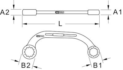KS Tools 5180859 518.0859 Dubbele ringsleutel Sleutelbreedte (metrisch) 19 - 22 mm