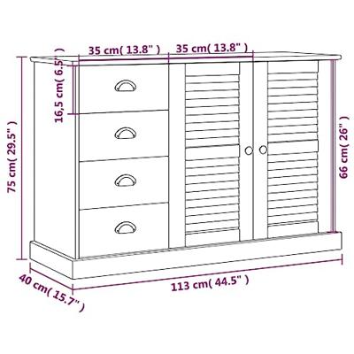 Dressoir met lades VIGO 113x40x75 cm massief grenenhout