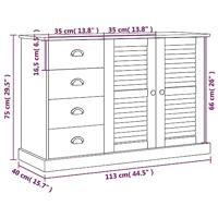 Dressoir met lades VIGO 113x40x75 cm massief grenenhout grijs - thumbnail