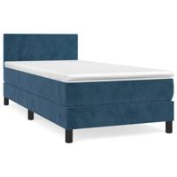 Boxspring met matras fluweel donkerblauw 100x200 cm - thumbnail