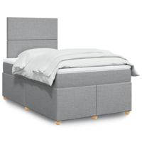 Boxspring met matras stof lichtgrijs 120x200 cm - thumbnail
