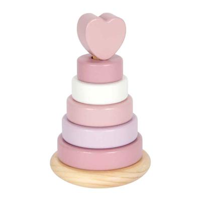 Small Foot - houten stapeltoren roze - 7dlg.