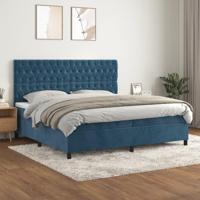 Boxspring met matras fluweel donkerblauw 200x200 cm - thumbnail