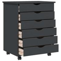 Ladekast MOSS verrijdbaar massief grenenhout grijs - thumbnail