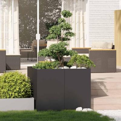 VidaXL Plantenbak 100x100x80 cm staal zwart