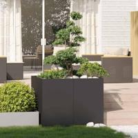 Plantenbak 100x100x80 cm staal zwart - thumbnail