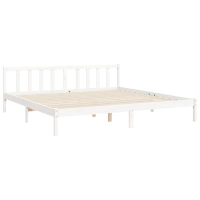 Bedframe met hoofdbord massief hout wit - thumbnail