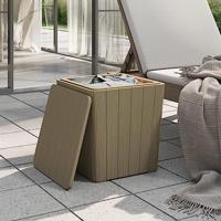 Tuintafel met afneembaar deksel polypropeen lichtbruin - thumbnail