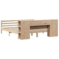 Bed met boekenkast zonder matras massief grenenhout 200x200 cm - thumbnail