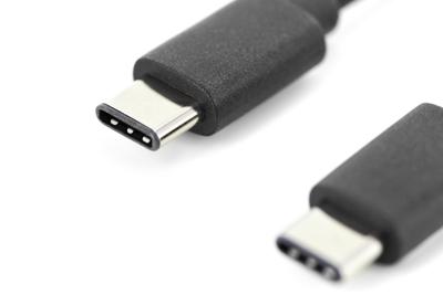 Digitus AK-300138-030-S USB-kabel USB 2.0 USB-C stekker, USB-C stekker 3.00 m Zwart Flexibel, Folie afscherming, Afscherming gevlochten, Afgeschermd,