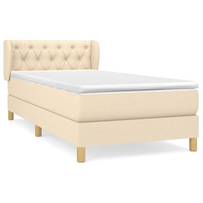 Boxspring met matras stof crèmekleurig 80x200 cm - thumbnail