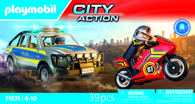 Playmobil 71875 Politie-pick-up, motor en 2 figuren, politie, stadsactie, 39 onderdelen, vanaf 4 jaar